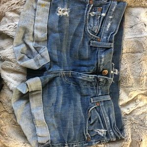 7 For All Mankind mid rise cuffed jean shorts